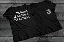 Load image into Gallery viewer, Guns Shoes &amp; Tattoos - Women&#39;s V-Neck
