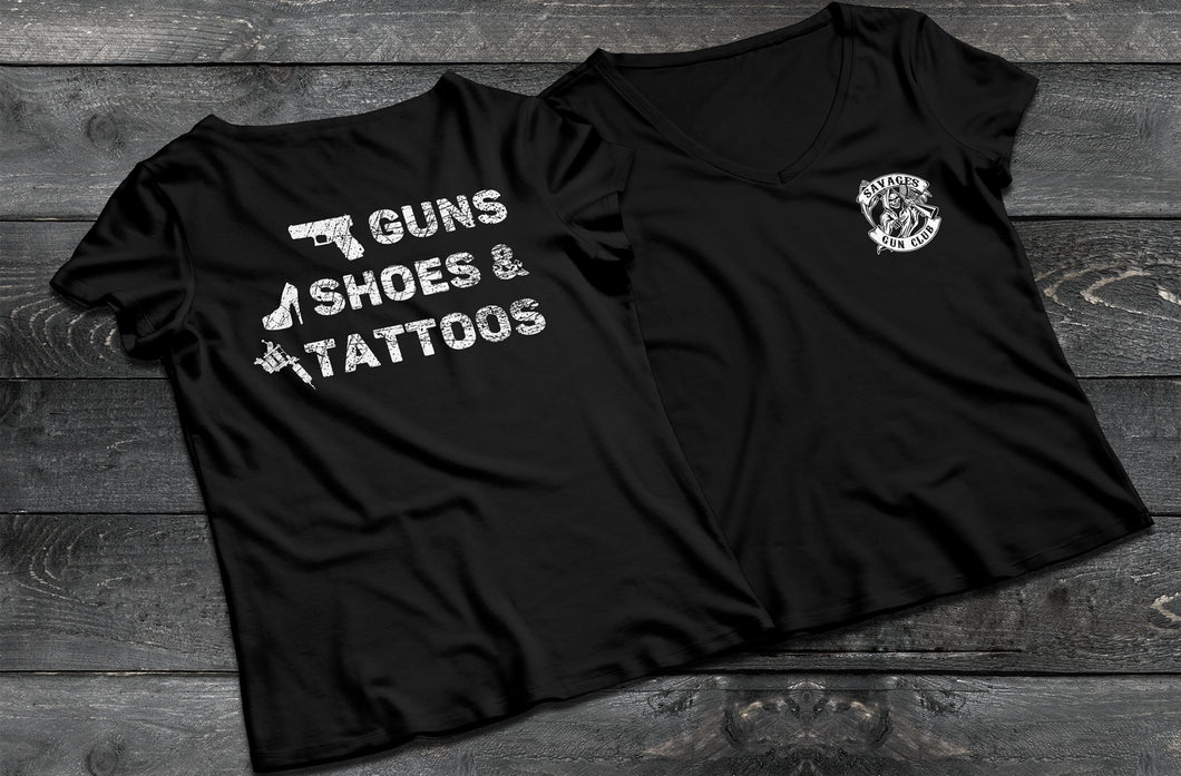 Guns Shoes & Tattoos - Women's V-Neck
